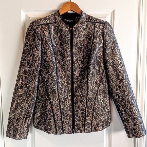 Lafayette 148 New York Grey Tan Metallic Blazer Jacket NWOT - Picture 1 of 5